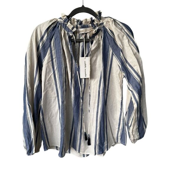 Natalie Martin Penny Blouse French stripe blue S NWT - Picture 3 of 7